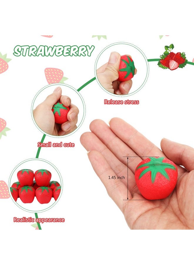 20 Pcs Strawberry Stress Toy Fruit Miniature Stress Balls Novelty Toys Cute Slow Rising Squishy Fidget Sensory Toy Red Stress Relief Toys Kawaii Early Education Toy For Kids Adults Home School