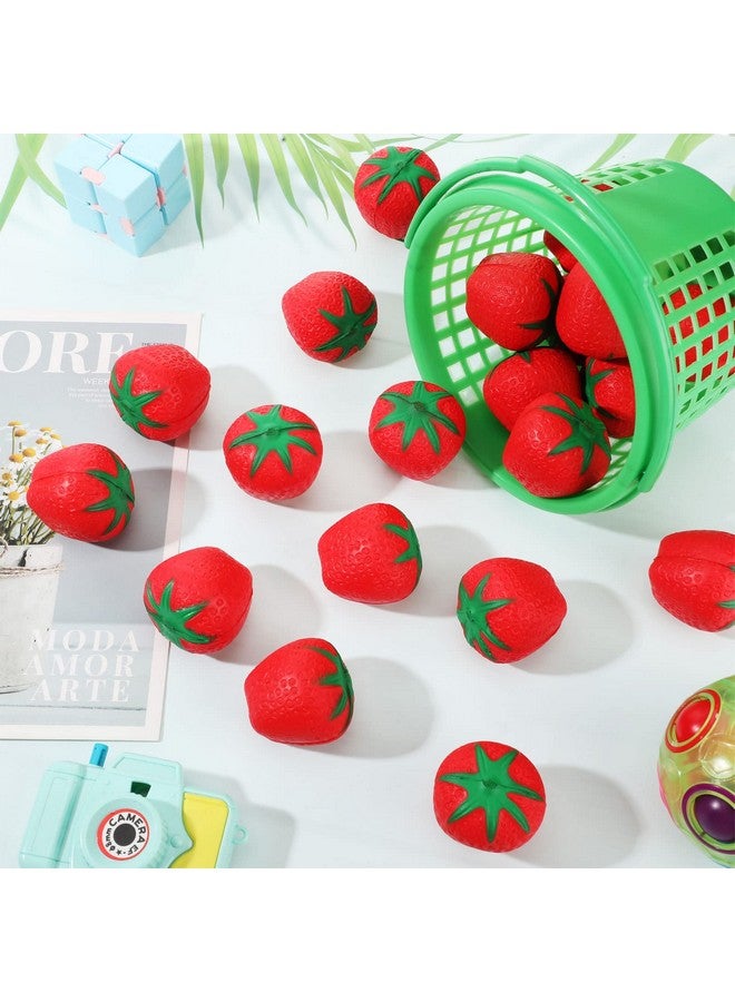 20 Pcs Strawberry Stress Toy Fruit Miniature Stress Balls Novelty Toys Cute Slow Rising Squishy Fidget Sensory Toy Red Stress Relief Toys Kawaii Early Education Toy For Kids Adults Home School