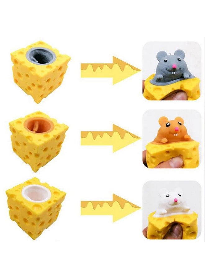 3Pcs Animal Squishes Toys With Cheese Cup Squishies Cute Mice Squeeze Toys For Kids Cheese Squirrel Cup Fidget Toys For Adults Anxiety Adhd Stress Relief Toy Birthday Party Favors