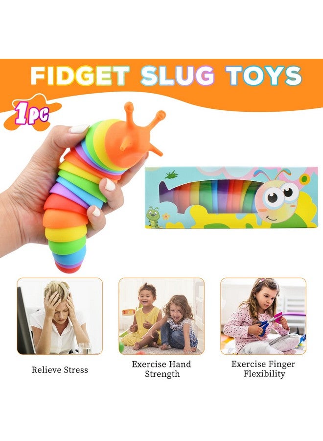 Fidget Slug Toy Sensory Slug Fidget Toy For Kids & Adults 1Pc Cute Autism Sensory Toys For Autistic Children｜Great Birthday Gift For Girls Boys Exercise Wrist Strength & Stress Relief