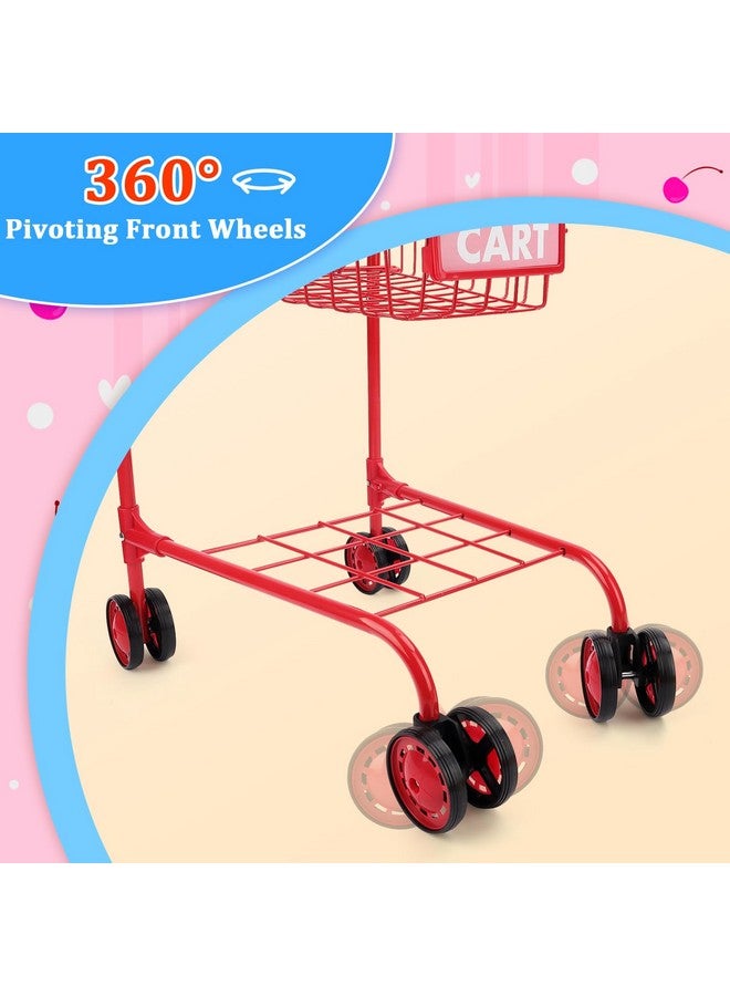 Shopping Cart For Kidsmetal Toy Shopping Cart For Toddlers 46 Pcs Food Fruit Vegetables Pretend Play Food Role Playeducational Toy Play Kitchen Toys For Boys Girls Kids