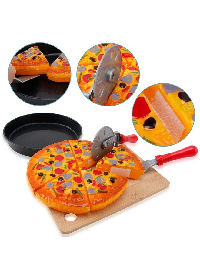 11 Pcs Pizza Party Toy Play Set For Kids Pizza Pie Pretend Play Food Slice And Serve Plastic Kitchen Cooking And Cutting Playset