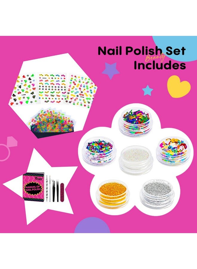 Quick Dry Nail Polish Set Non Toxic Kids Nail Polish Kit For Kids Ages 712 Birthday Gifts For 6 7 8 9 10 11 12 Year Old Girl Glitter Sequins Stickers Nail Art Tools 8 Colors