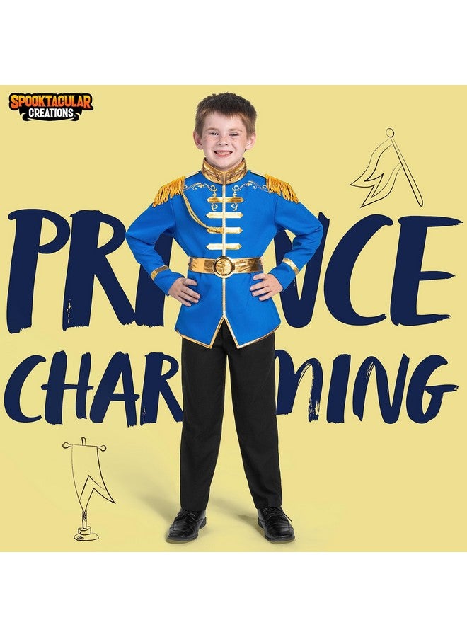 Prince Costume For Boys Blue Prince Charming Outfit With Belt Epaulet Strap For Kids Halloween Dress Up And Costume Parties3T