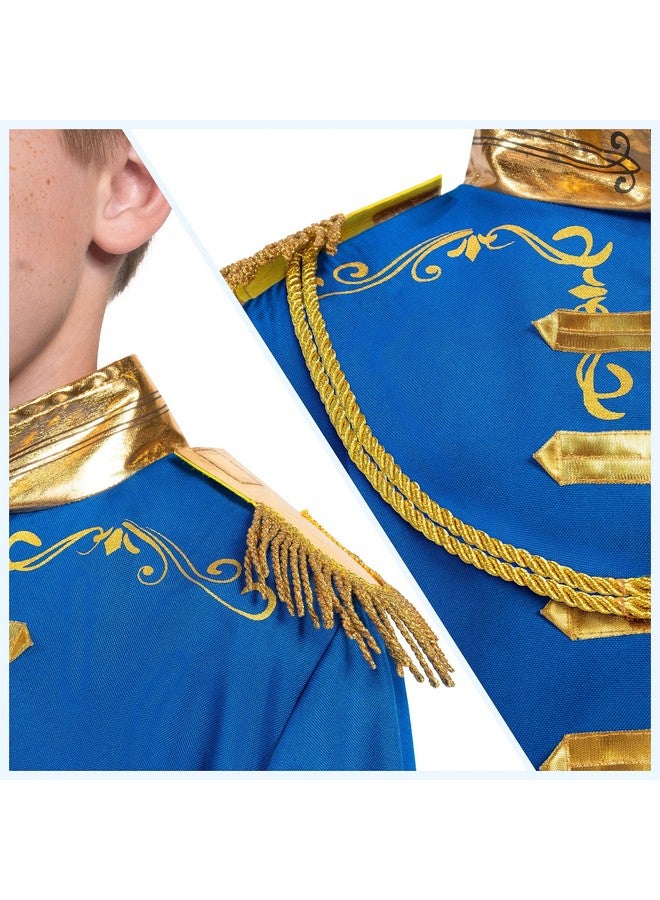 Prince Costume For Boys Blue Prince Charming Outfit With Belt Epaulet Strap For Kids Halloween Dress Up And Costume Parties3T