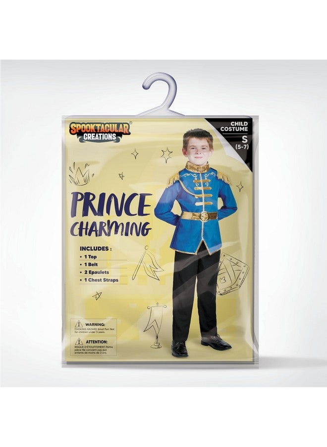 Prince Costume For Boys Blue Prince Charming Outfit With Belt Epaulet Strap For Kids Halloween Dress Up And Costume Parties3T