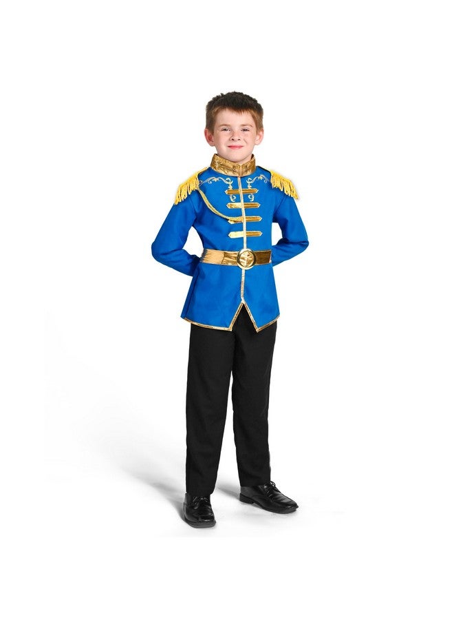 Prince Costume For Boys Blue Prince Charming Outfit With Belt Epaulet Strap For Kids Halloween Dress Up And Costume Parties3T