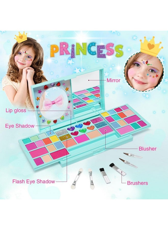 Kids Makeup Kit For Girl Princess Real Washable Cosmetic Toy Beauty Set With Mirror Non Toxic Girls Toys Gift For 3 4 5 6 7 8 9 10 Years Old Girls