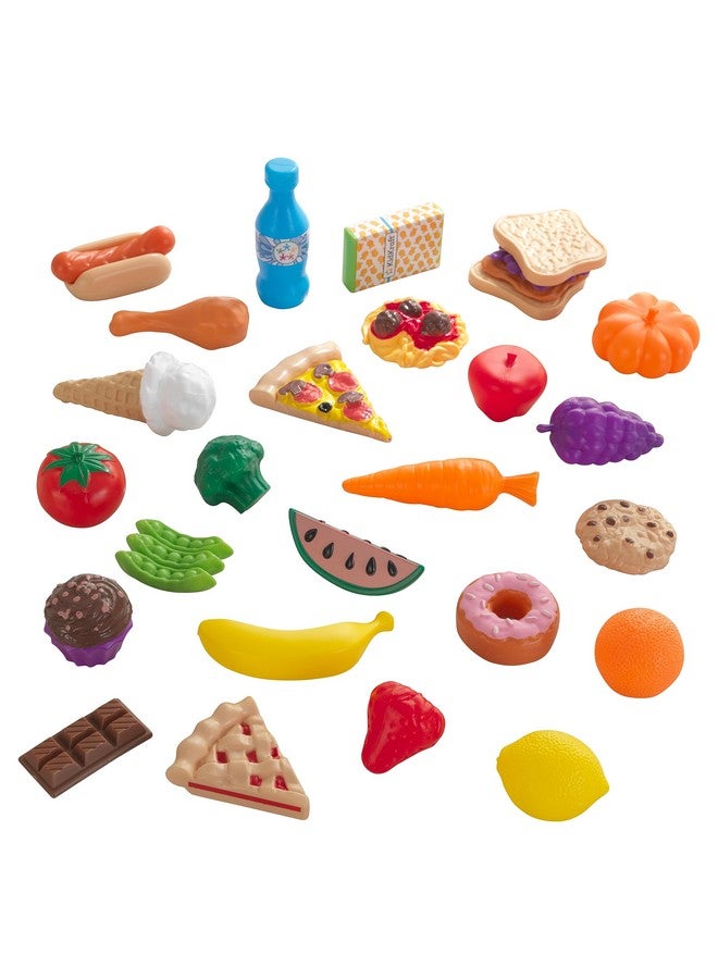 30Piece Plastic Play Food Set Fruits Veggies Sweets And More Use With Play Kitchens Gift For Ages 3+