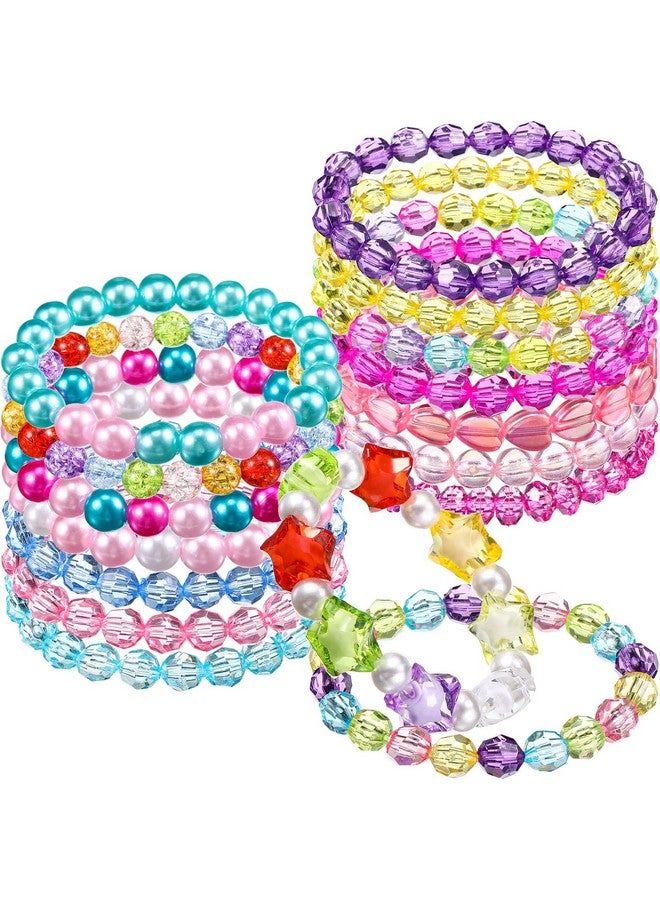 16 Pieces Kids Bracelet For Girls Princess Beads Bracelet Cute Rainbow Bead Bracelets Girls Jewelry For Birthday Party Favors
