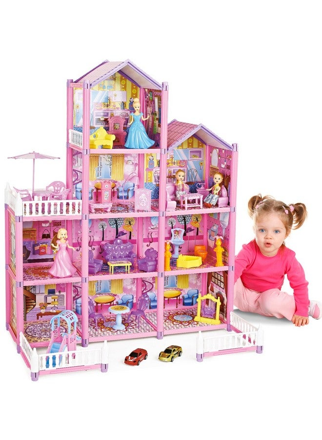 Princess My First Dolls House Kids Pink Grand Four Story Castle Dolls House Playset With Furniture & Accessories Included And With Outdoor Space Open Sided Princess Castle Playset For Girls