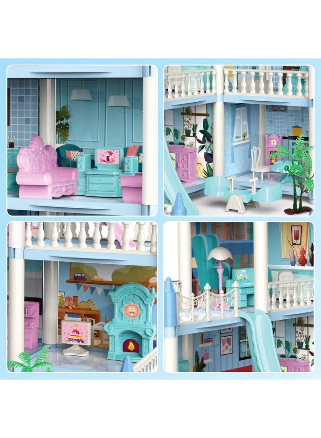 Dollhouse Dreamhouse For Girls 3 Story 11 Rooms Diy Building Pretend Play House With Accessories Furnitures With Outdoor Space Open Sided Princess Castle Playset For Girls Kids