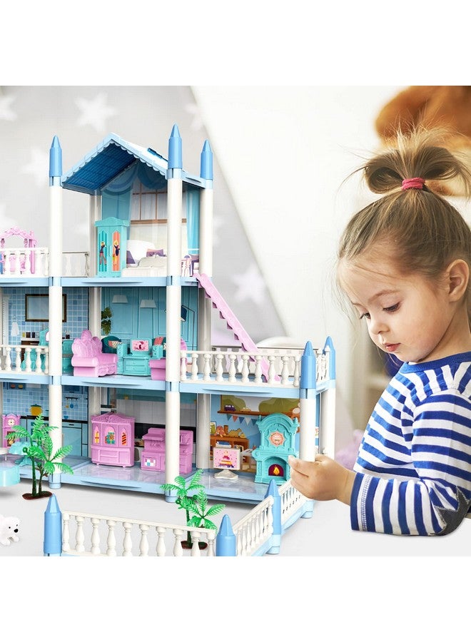 Dollhouse Dreamhouse For Girls 3 Story 11 Rooms Diy Building Pretend Play House With Accessories Furnitures With Outdoor Space Open Sided Princess Castle Playset For Girls Kids