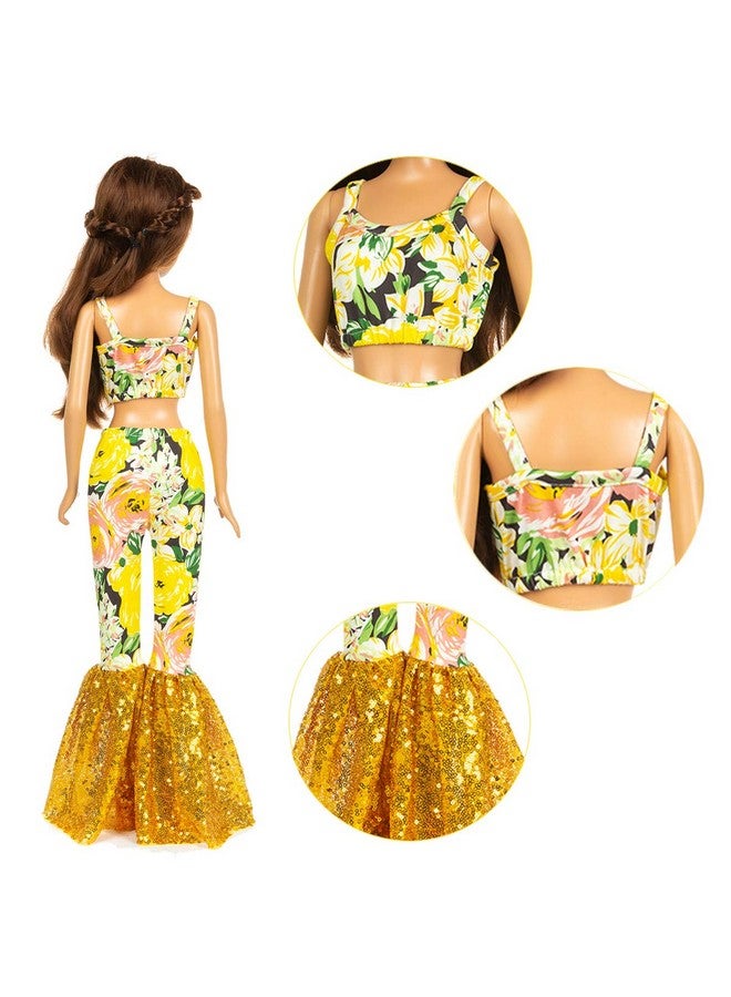3 Sets 28 Inch Fashion Doll Clothes Casual Outfits Dresses For 28 Inch Girl Doll Clothes Fashion Floral Printed Leopard 28 Inch Doll Clothing