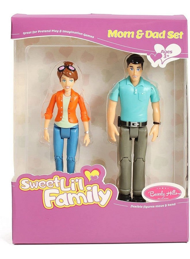 Tm Sweet Li'L Family Dollhouse People Set Of 2 Action Figures Set Mom And Dad Doll House Accessories For Toddlers