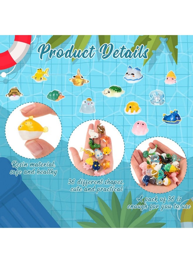 36 Pcs Ocean Mini Figurines Resin Axolotl Miniature Animals Figurine Tiny Resin Trinkets Marine Aquarium Ornaments Dollhouse Decorations For Diy Fish Tank Potted Garden Fairy Accessory