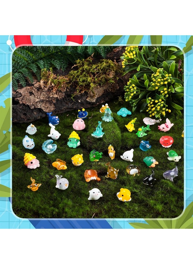 36 Pcs Ocean Mini Figurines Resin Axolotl Miniature Animals Figurine Tiny Resin Trinkets Marine Aquarium Ornaments Dollhouse Decorations For Diy Fish Tank Potted Garden Fairy Accessory