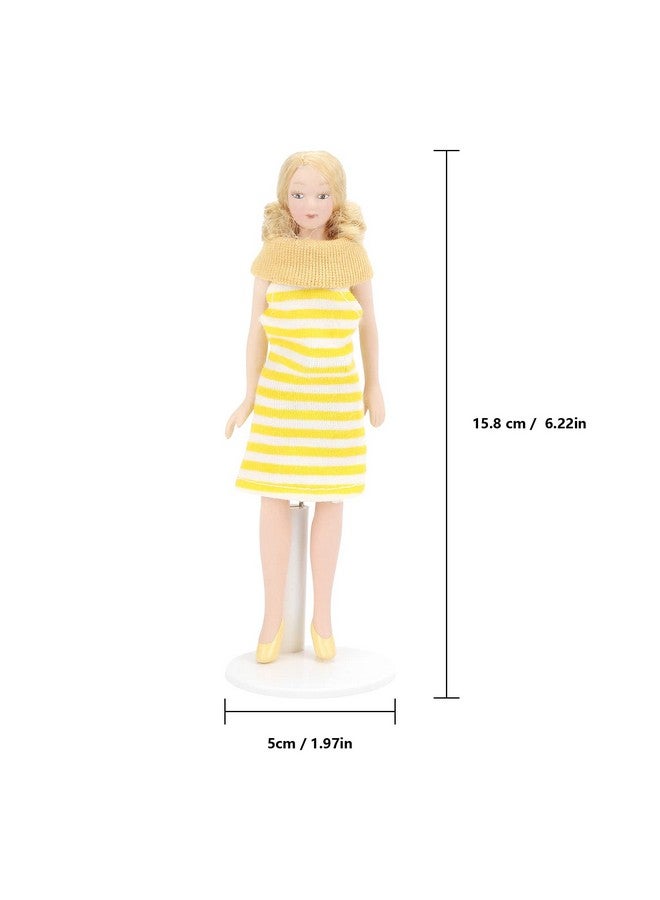 Dollhouse Girl 1:12 Scale Miniature Porcelain Blonde Hair Dollhouse Woman In Yellow Dress Dollhouse Decorations