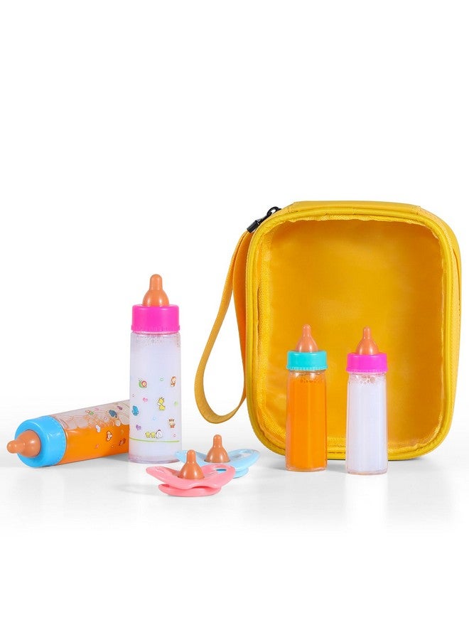 Magic Disappearing Milk And Juice Bottles With Pacifiers For Baby Doll Accessories6 Pieces Pretend Play Feeding Toy Set 4 Bottles And 2 Pacifiers