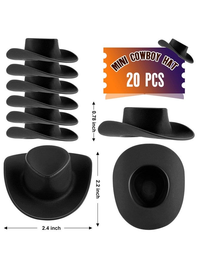 20Pcs Plastic Mini Western Cowboy Cowgirl Hat Miniature Doll Hats Cute Party Hats For Pretend Play Dollhouse Decoration