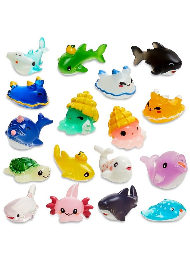 17 Pcs Miniature Ocean Themed Resin Axolotl Marine Animals Figurines Aquarium Ornaments Mini Sea Figures For Fish Tank Decorations Birthday Party Favor Garden Fairy Accessory