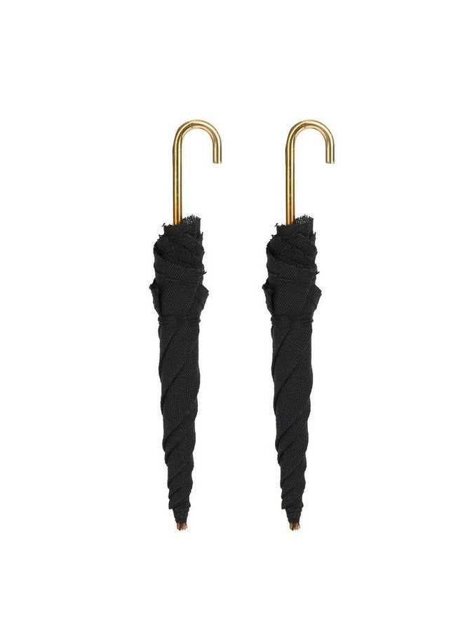 1:12 Dollhouse Miniature Umbrella 2 Pcs Mini Cloth Black Umbrella Doll House Dollhouse Mini Furniture Decorative Accessories
