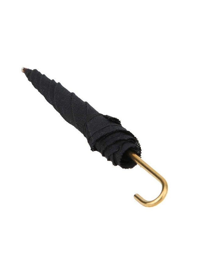 1:12 Dollhouse Miniature Umbrella 2 Pcs Mini Cloth Black Umbrella Doll House Dollhouse Mini Furniture Decorative Accessories