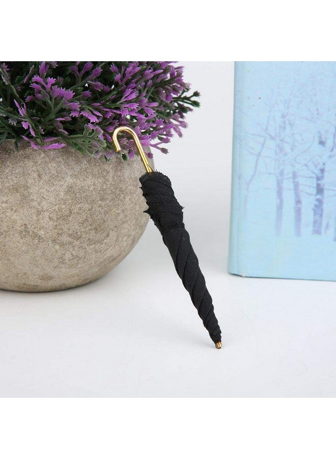 1:12 Dollhouse Miniature Umbrella 2 Pcs Mini Cloth Black Umbrella Doll House Dollhouse Mini Furniture Decorative Accessories
