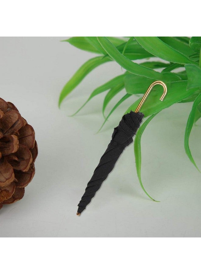 1:12 Dollhouse Miniature Umbrella 2 Pcs Mini Cloth Black Umbrella Doll House Dollhouse Mini Furniture Decorative Accessories