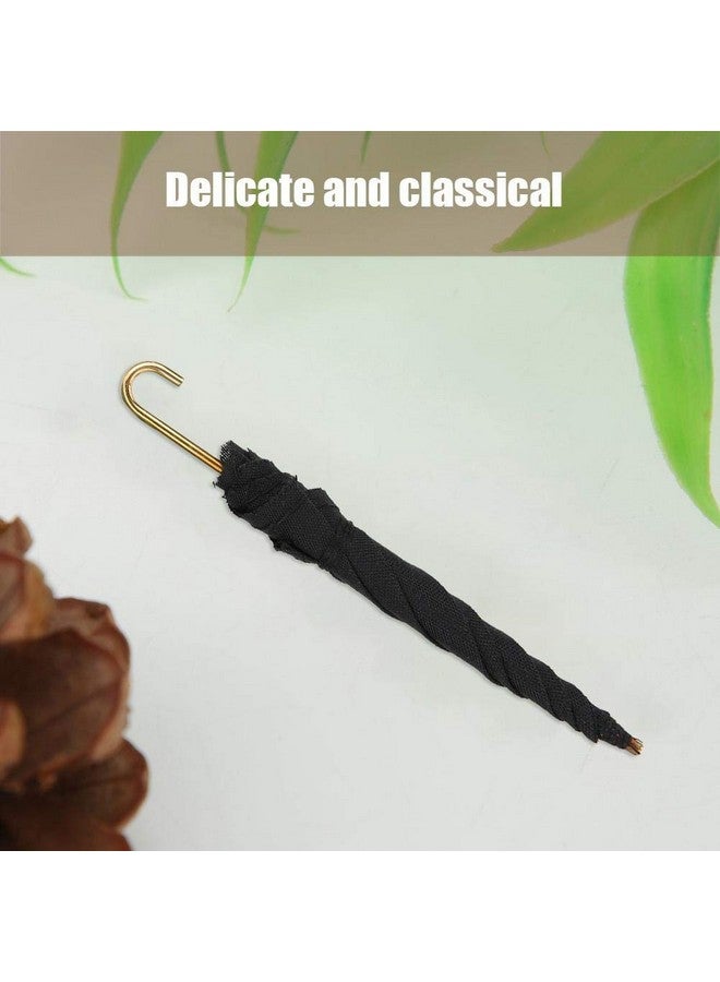 1:12 Dollhouse Miniature Umbrella 2 Pcs Mini Cloth Black Umbrella Doll House Dollhouse Mini Furniture Decorative Accessories