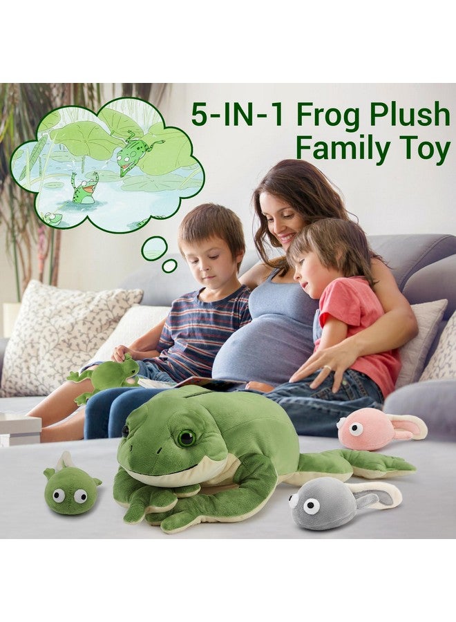 Large Frog Plush Stuffed Animalsstuffed Frog Mommy And 4 Cute Babies Frog Pillow Plush Toy 20 Inch Realistic Plush Toad Set Goliath Frog Stuffed Animal Birthday Gift For Kids