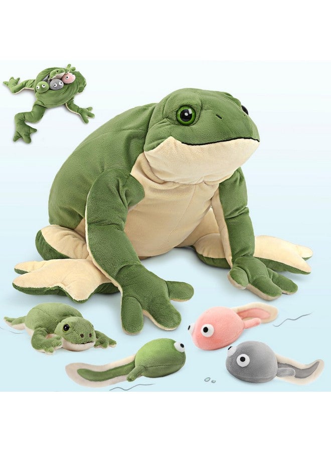 Large Frog Plush Stuffed Animalsstuffed Frog Mommy And 4 Cute Babies Frog Pillow Plush Toy 20 Inch Realistic Plush Toad Set Goliath Frog Stuffed Animal Birthday Gift For Kids