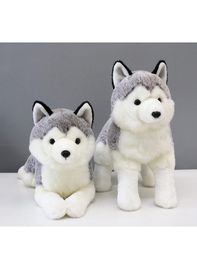 2 Pcs Siberian Huskies Stuffed Animals Standing And Lying Plush Toy