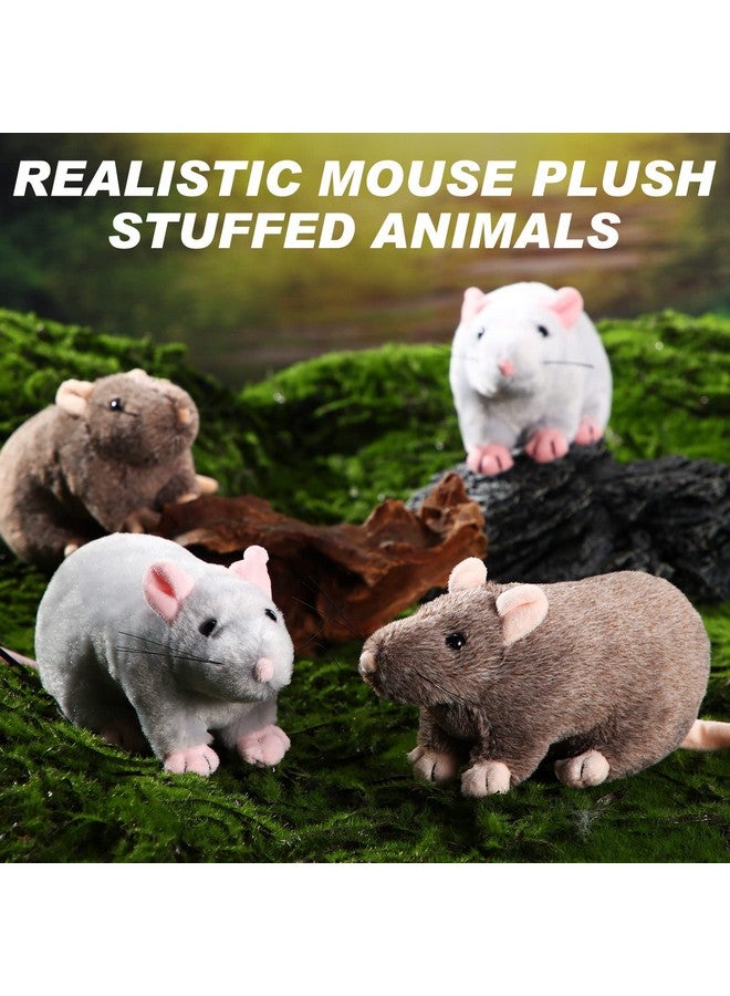 4 Pcs Stuffed Rat Animal Plush Rat Realistic Mouse Plush Brown Gray Fake Rat Toys 7 Inch Soft Cuddly Mouse Plushies For Birthday Party Favor Animal Scary Party Tricky Toys