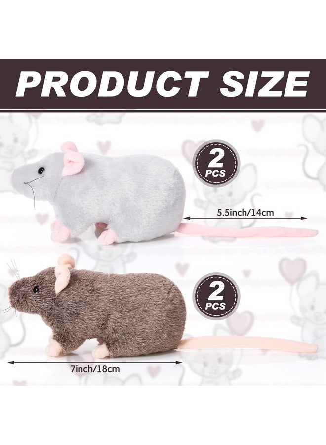 4 Pcs Stuffed Rat Animal Plush Rat Realistic Mouse Plush Brown Gray Fake Rat Toys 7 Inch Soft Cuddly Mouse Plushies For Birthday Party Favor Animal Scary Party Tricky Toys