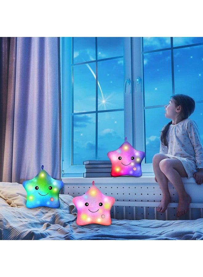 3 Pcs Light Up Star Pillows 13 Inch Twinkle Led Lights Star Throw Pillows Plush Star Pillow Night Light Glowing Cushions Stuffed Pillow For Kids Boys Girls Birthday Gifts Room Home Office Decoration