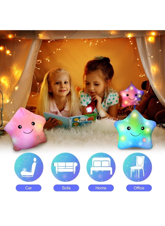 3 Pcs Light Up Star Pillows 13 Inch Twinkle Led Lights Star Throw Pillows Plush Star Pillow Night Light Glowing Cushions Stuffed Pillow For Kids Boys Girls Birthday Gifts Room Home Office Decoration