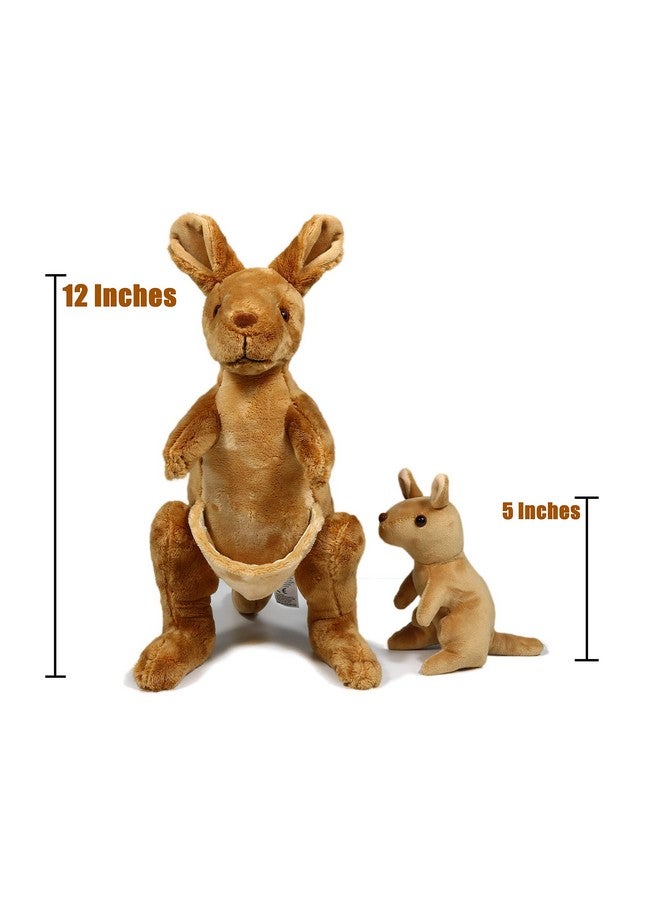 Kangaroo Stuffed Animal With Removable Joey Plush Toy12 Inches