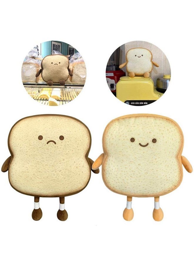 Toast Sliced Bread Pillowbread Shape Plush Pillowfacial Expression Soft Toast Bread Food Sofa Cushion Stuffed Doll Toy For Kids Adults Gift Home Bed Room Decor (S)