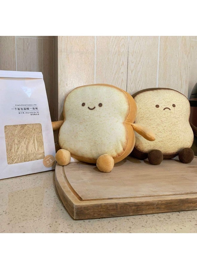 Toast Sliced Bread Pillowbread Shape Plush Pillowfacial Expression Soft Toast Bread Food Sofa Cushion Stuffed Doll Toy For Kids Adults Gift Home Bed Room Decor (S)