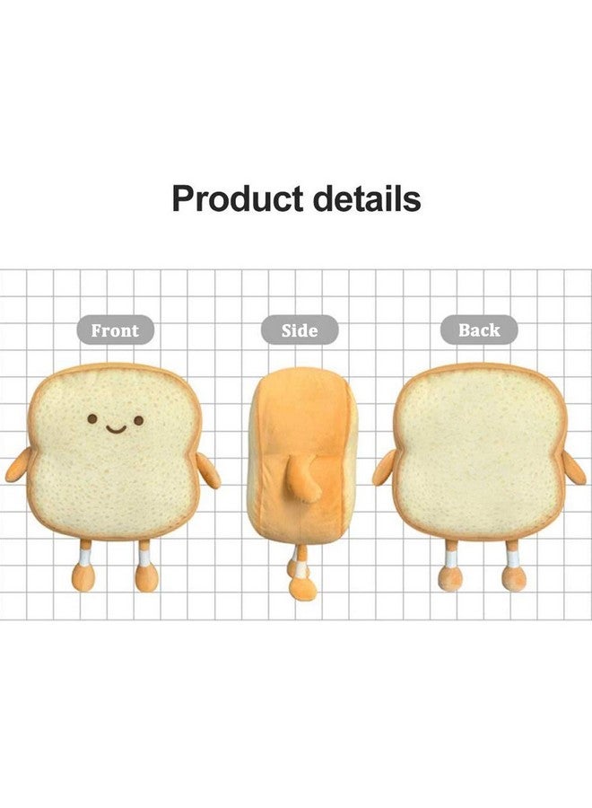 Toast Sliced Bread Pillowbread Shape Plush Pillowfacial Expression Soft Toast Bread Food Sofa Cushion Stuffed Doll Toy For Kids Adults Gift Home Bed Room Decor (S)