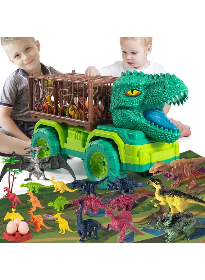 25 In 1 Tyrannosaurus Rex Dinosaur Carrier Truck Set Toddler Dinosaur Transport Car Toys For Kids 35 With Play Mat 18 Dino Figures Eggs Capture Dinosaurs Playset For 3 4 5 6 7+ Year Old