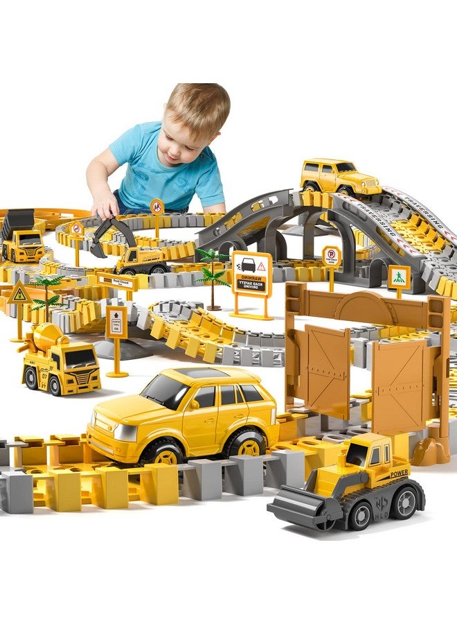 236 Pcs Construction Toys Race Tracks For 3 4 5 6 Year Old Boys Flexible Track Playset And 6 Pcs Construction Car For Kids Toys Birthday Gift For Age 39 Boys Toddler Girls