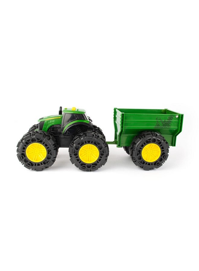 Monster Treads Tractor Toy With Wagon Toys With Lights And Sounds Monster Truck Tires Toddler Toys Ages 3 Years And Upredgreen