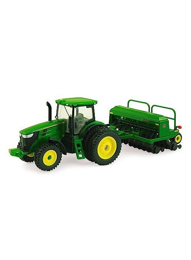 Ertl John Deere 7215R Tractor With 1590 Grain Drill Replica 1:64 Scale Authentic Diecast And Plastic Replica John Deere Tractor Toys Green
