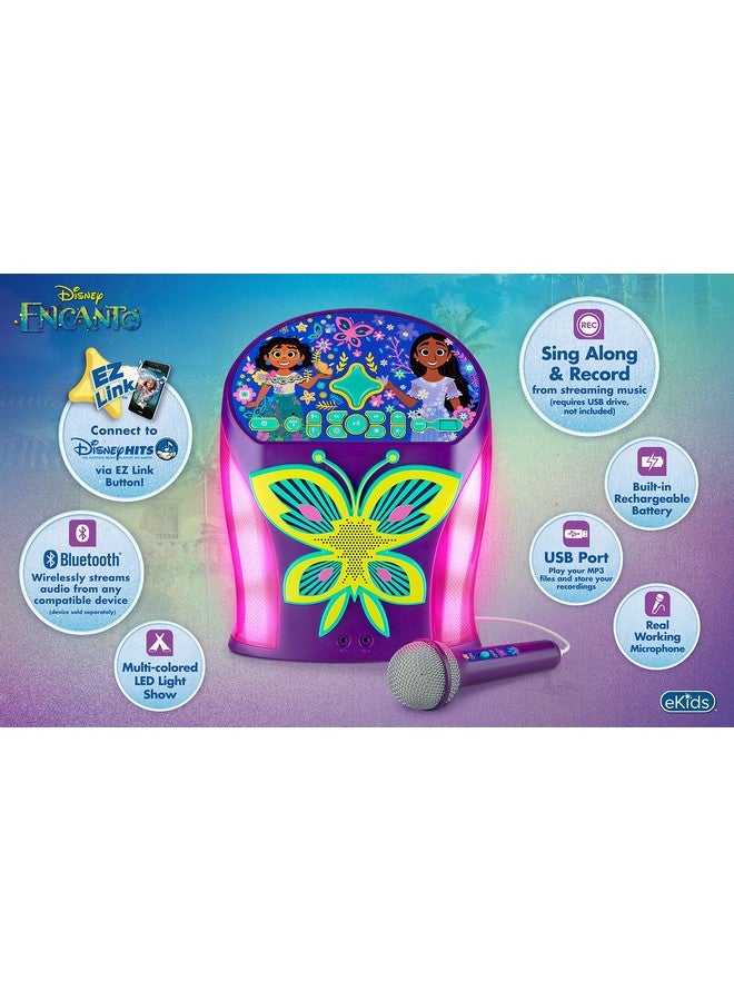 Disney Encanto Karaoke Machine Bluetooth Speaker With Microphone For Kids With Usb Port To Play Music Easily Access Playlists With New Ez Link Feature