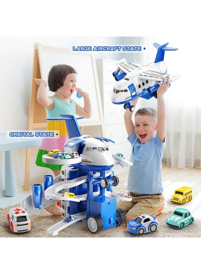 Kids Airplane Toys Race Track Car Toys For 3 4 5 6 7 Boys Transport Plane Adventure Car Toys For Toddler Age 26 With 8 City Cars Garage Parking Lot Playmat Birthday Gift For Girls