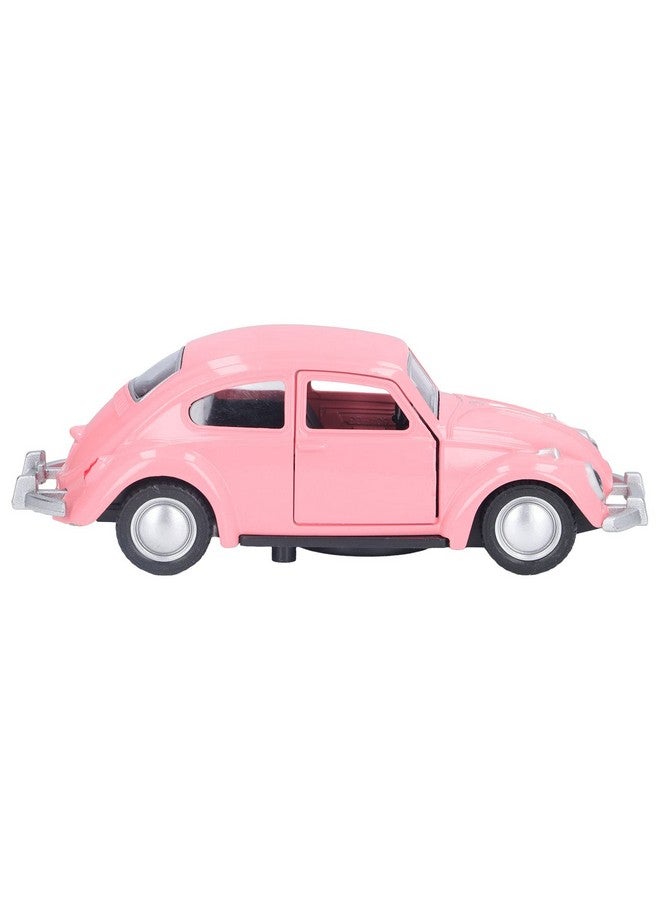 1:36 Diecast Metal Car 3 Colors Model Vintage Pull Back Car Toy Vehicle Collection For Kids (Dark Pink)