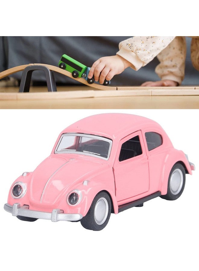 1:36 Diecast Metal Car 3 Colors Model Vintage Pull Back Car Toy Vehicle Collection For Kids (Dark Pink)
