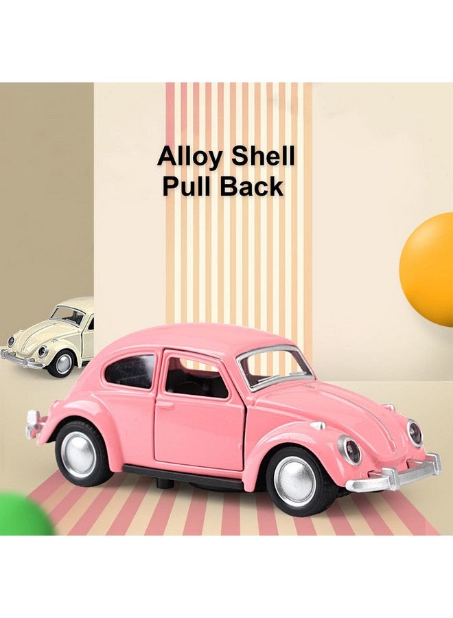 1:36 Diecast Metal Car 3 Colors Model Vintage Pull Back Car Toy Vehicle Collection For Kids (Dark Pink)